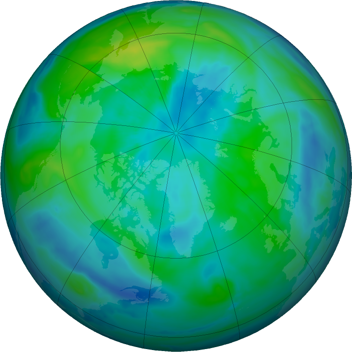 Arctic ozone map for 01 October 2016